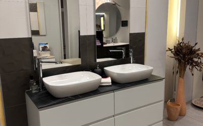 Mobile a terra doppio lavabo